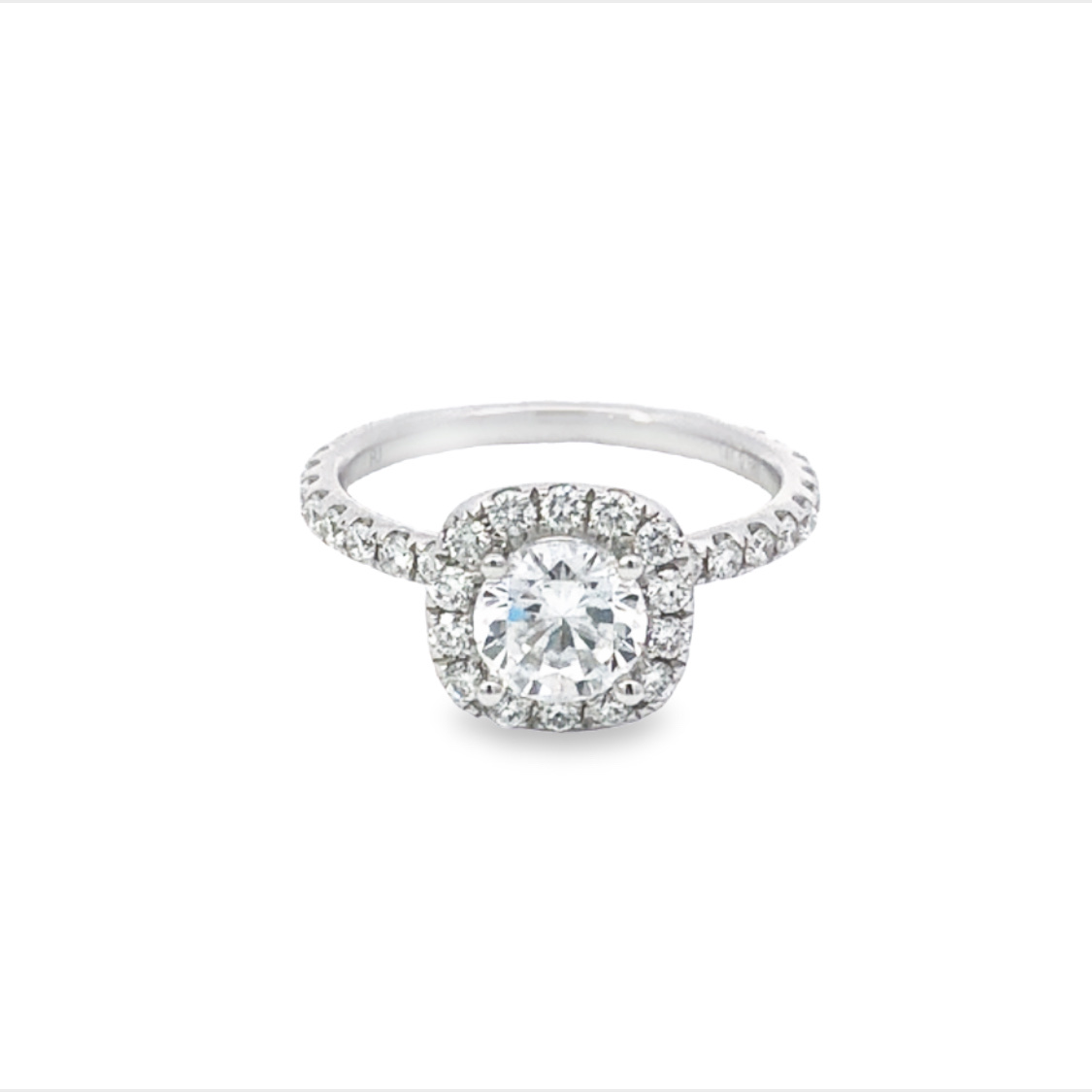 14K White Gold Halo Engagement Ring Setting