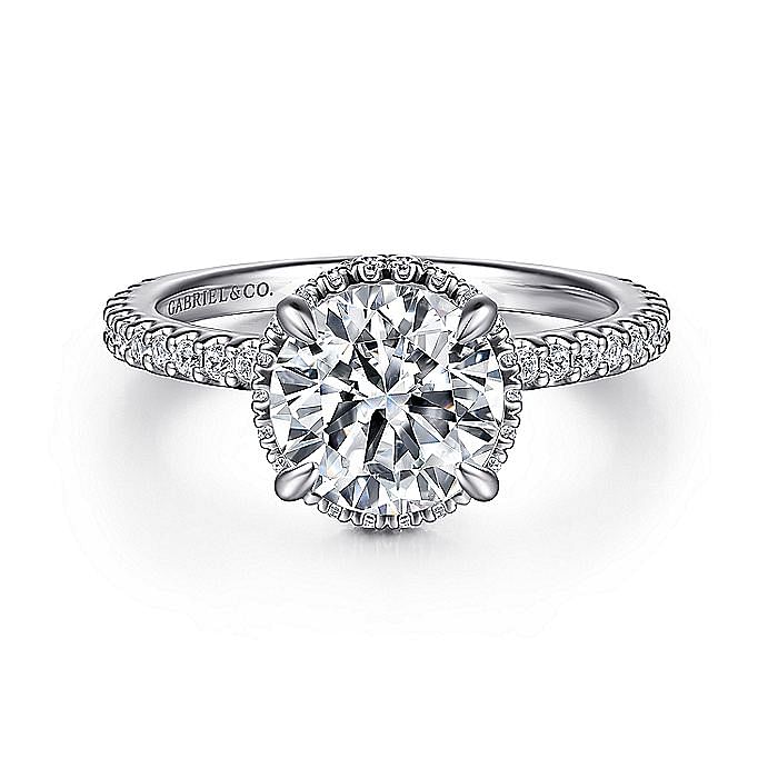 Gabriel & Co. 14K White Gold Diamond Halo Engagement Ring Setting