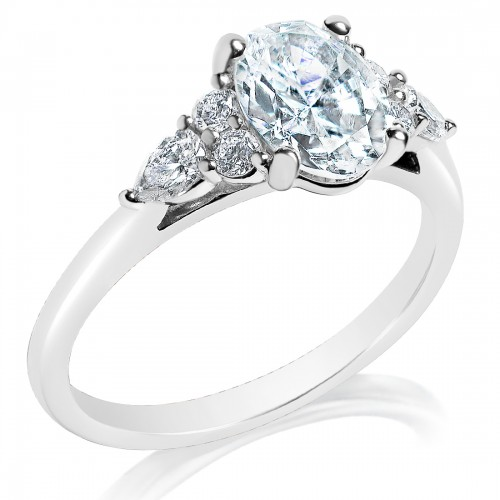 14K White Gold Diamond Engagement Ring Setting