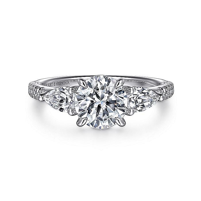 Gabriel & Co. 14K White Gold 3-Stone Engagement Ring Setting