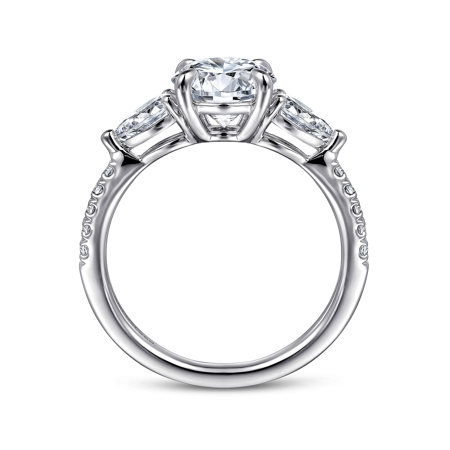 Gabriel & Co. 14K White Gold 3-Stone Engagement Ring Setting