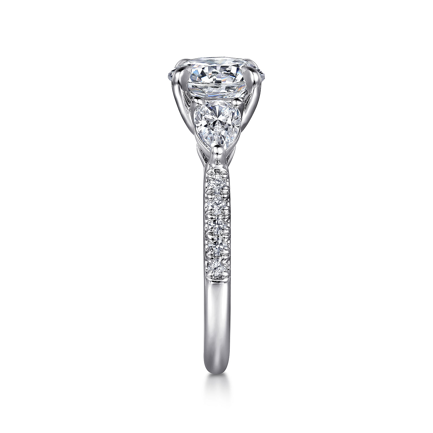 Gabriel & Co. 14K White Gold 3-Stone Engagement Ring Setting