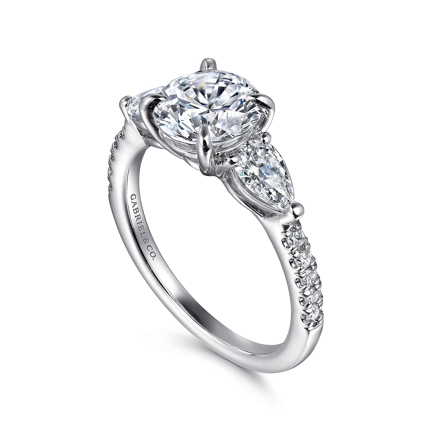 Gabriel & Co. 14K White Gold 3-Stone Engagement Ring Setting