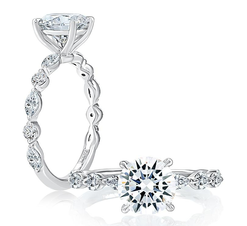 A. Jaffe 14K White Gold Diamond Engagement Ring Setting