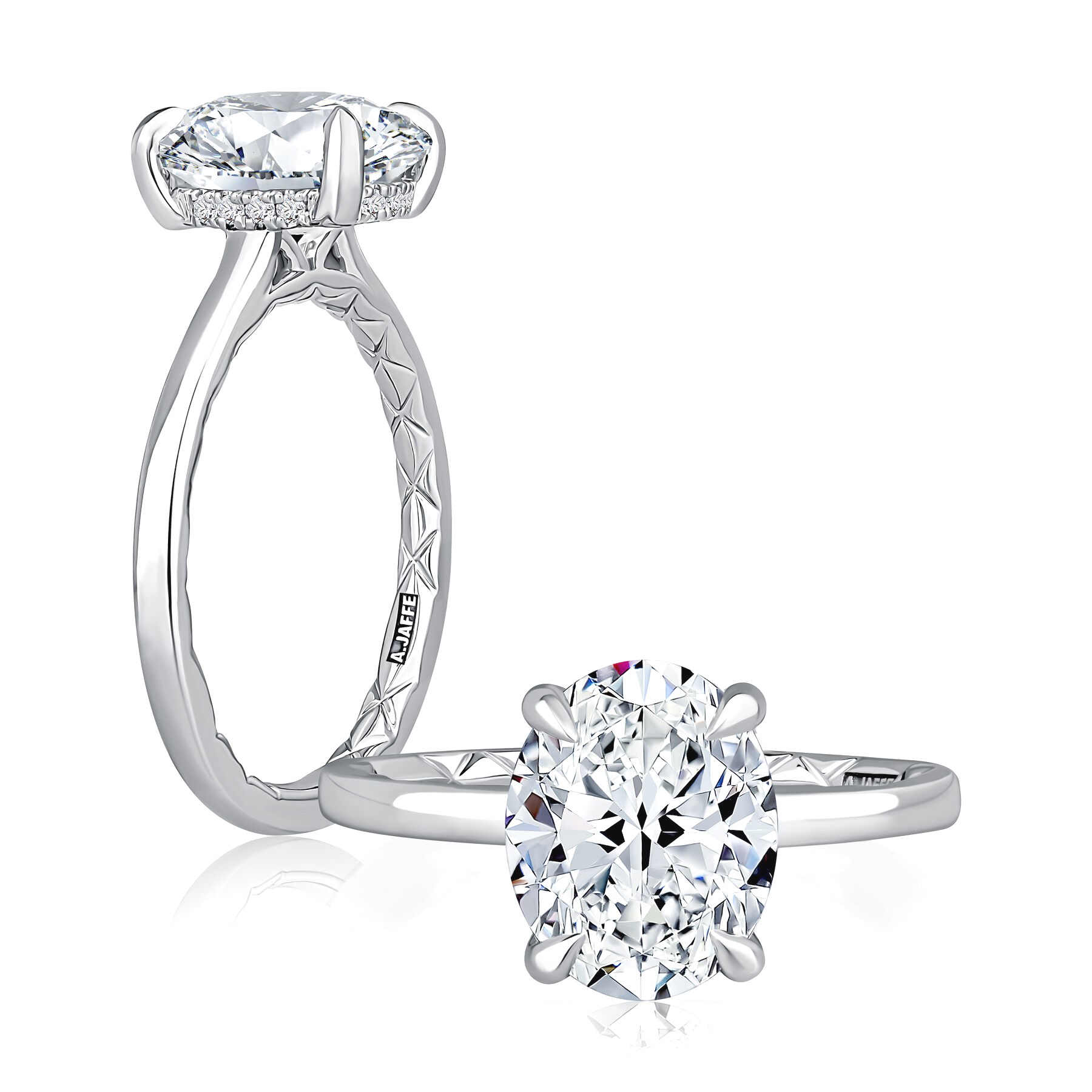 A. Jaffe Platinum Hidden Halo Engagement Ring Setting