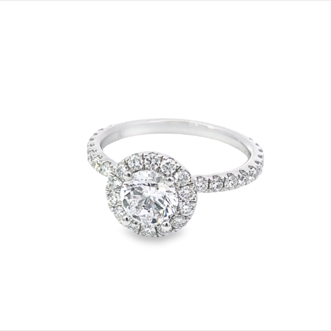 14K White Gold Diamond Halo Engagement Ring Setting