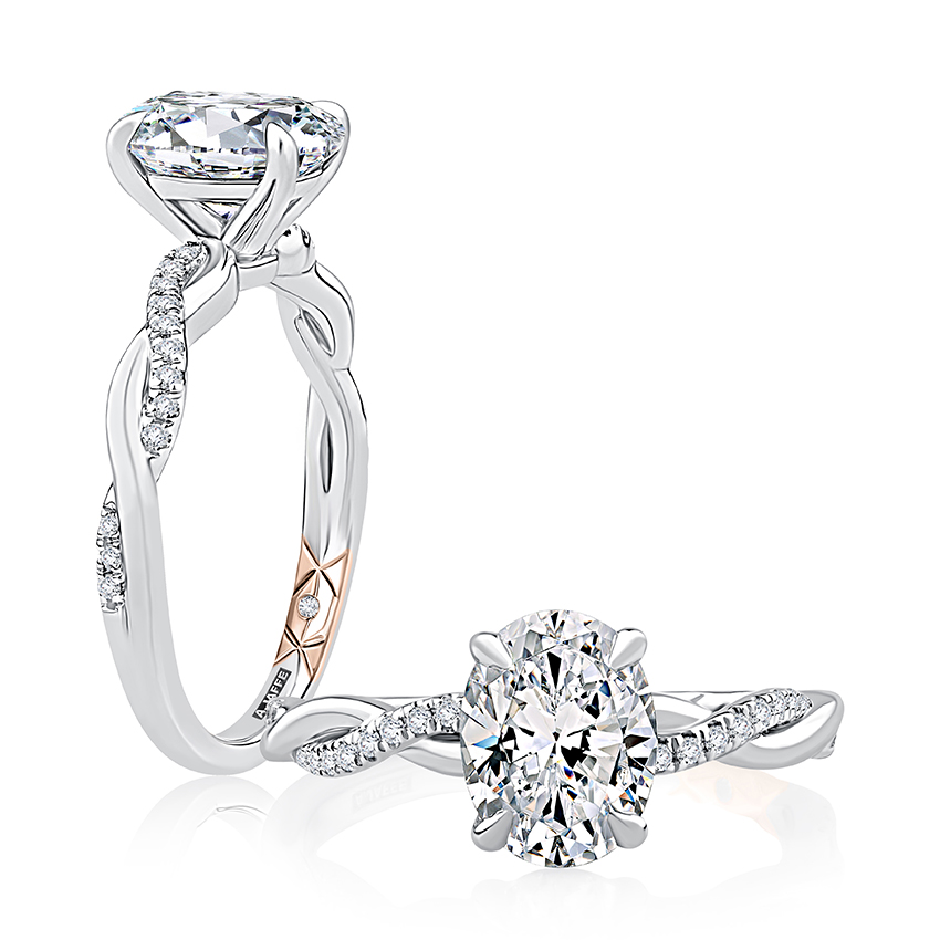 A. Jaffe 14K White Gold Twist Engagement Ring Setting