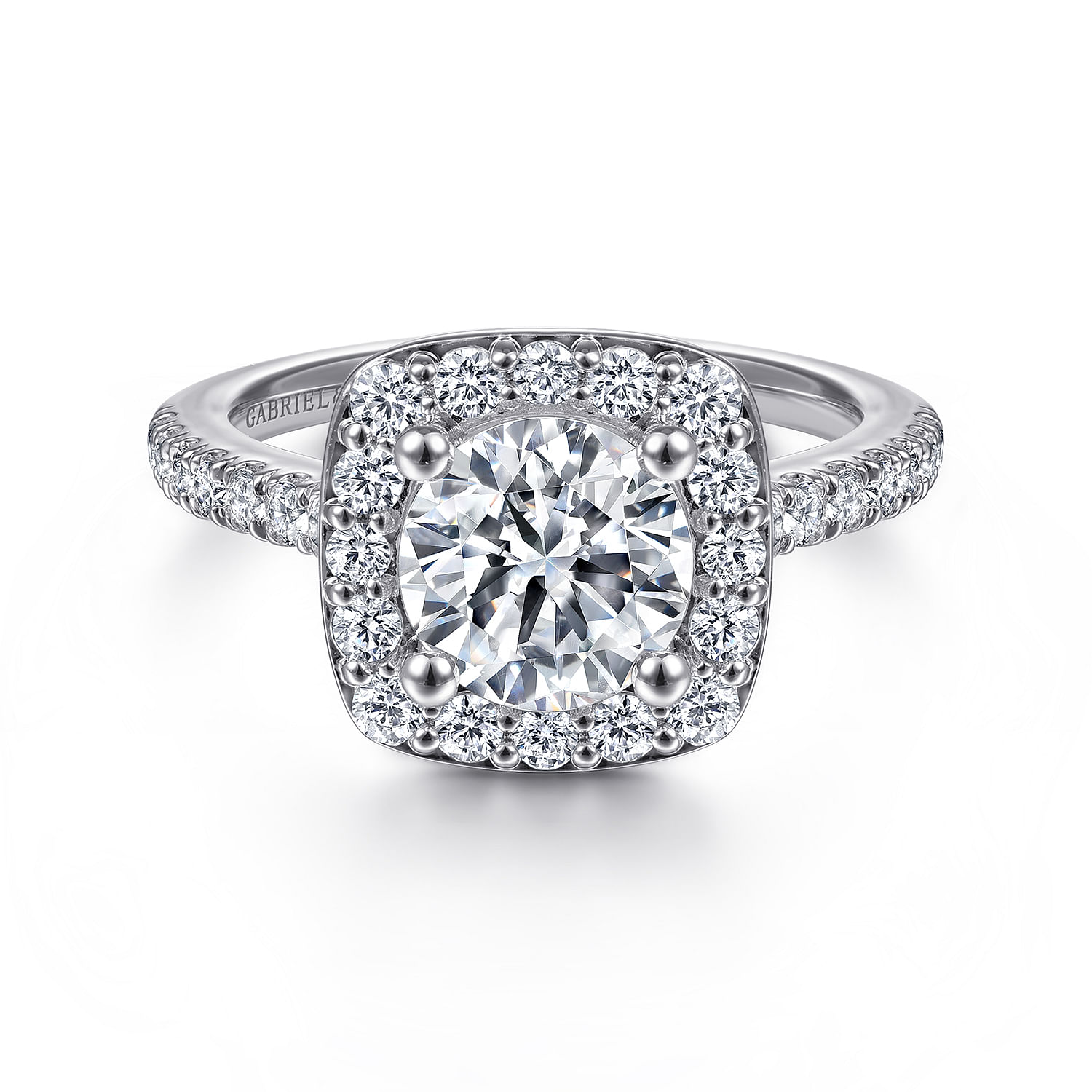 Gabriel & Co. 14K White Gold Diamond Halo Semi-Mount Ring