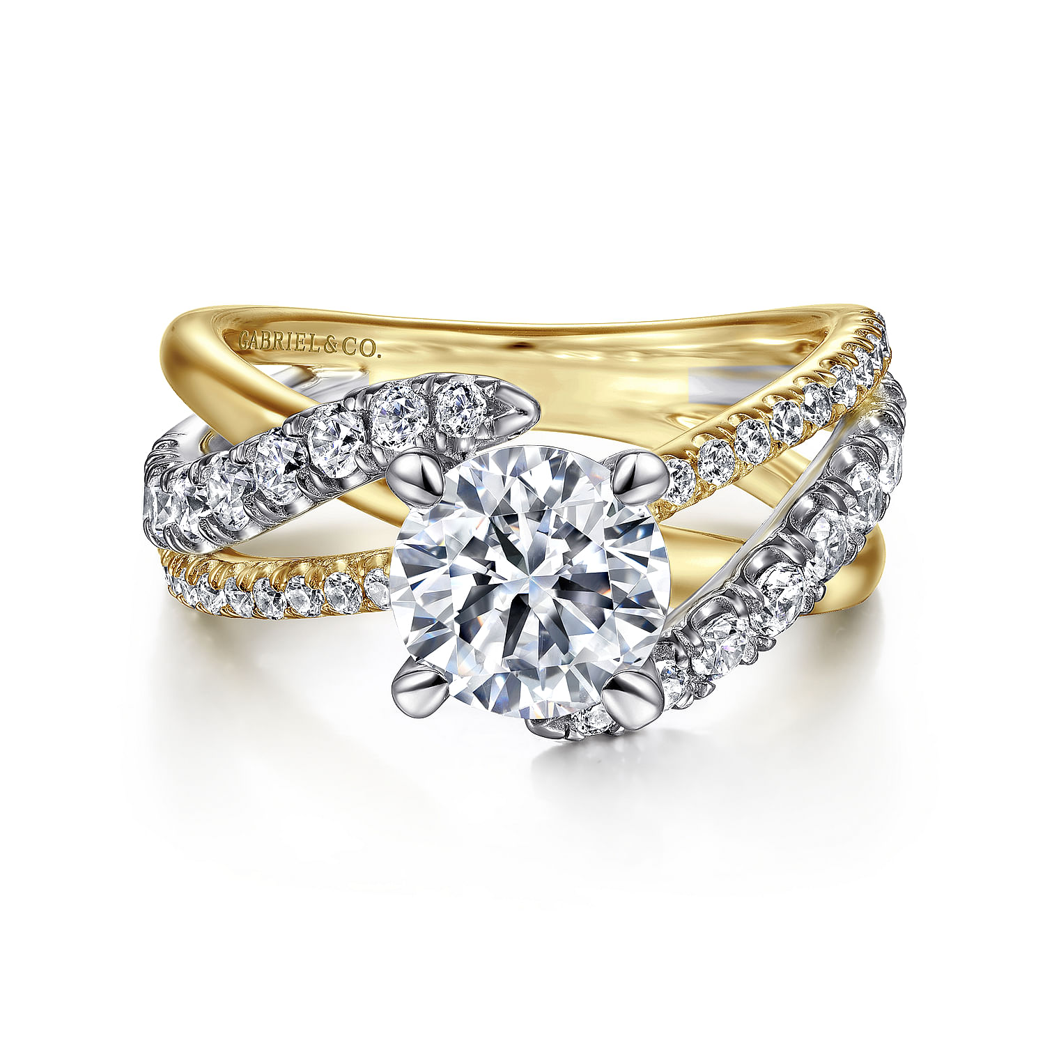 Gabriel & Co. 14K White & Yellow Gold Diamond Twist Setting