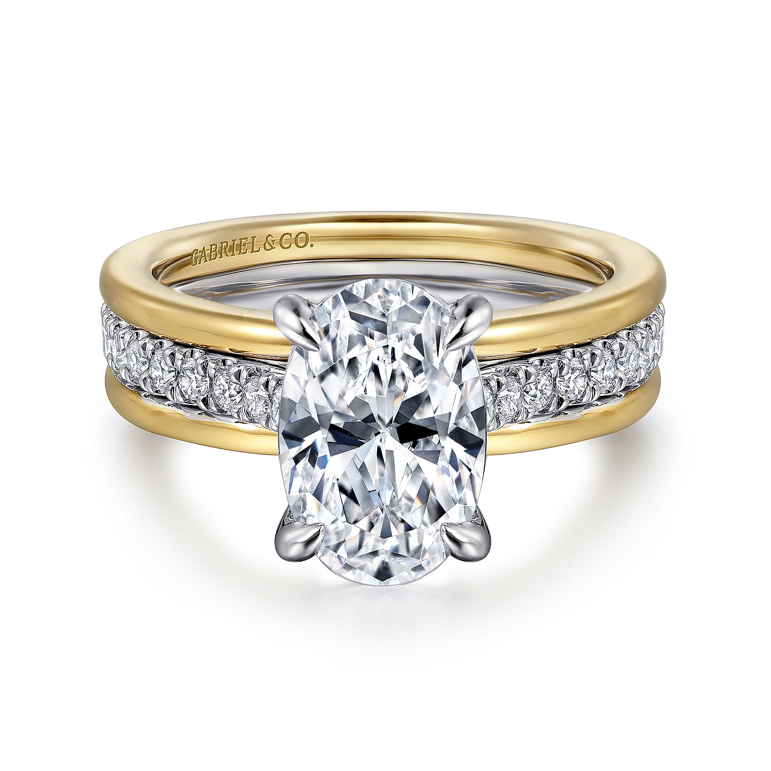 Gabriel & Co. 14K White & Yellow Gold Diamond Row Semi-Mount Ring