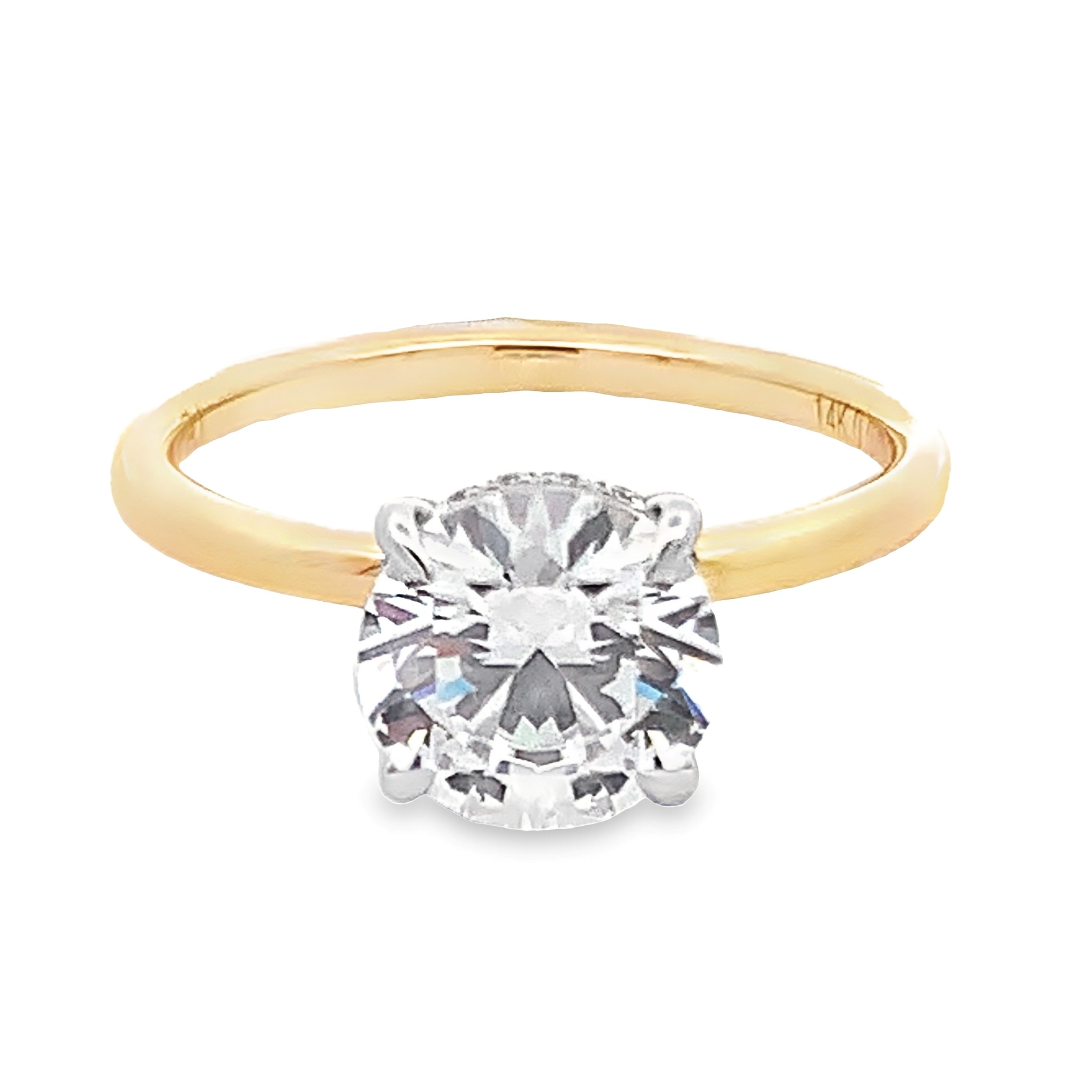 14K Two-Tone Hidden Halo Engagement Ring Setting