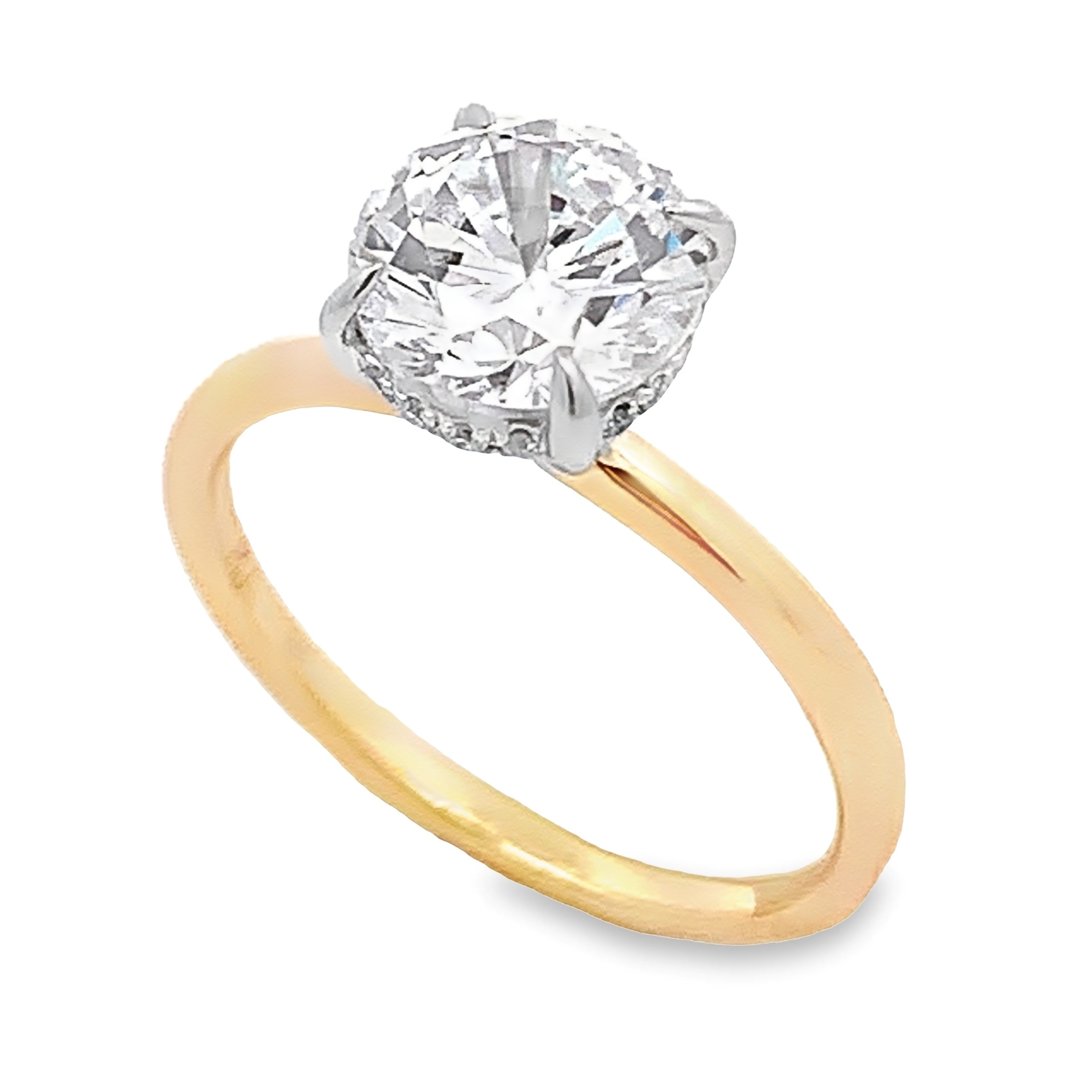 14K Two-Tone Hidden Halo Engagement Ring Setting