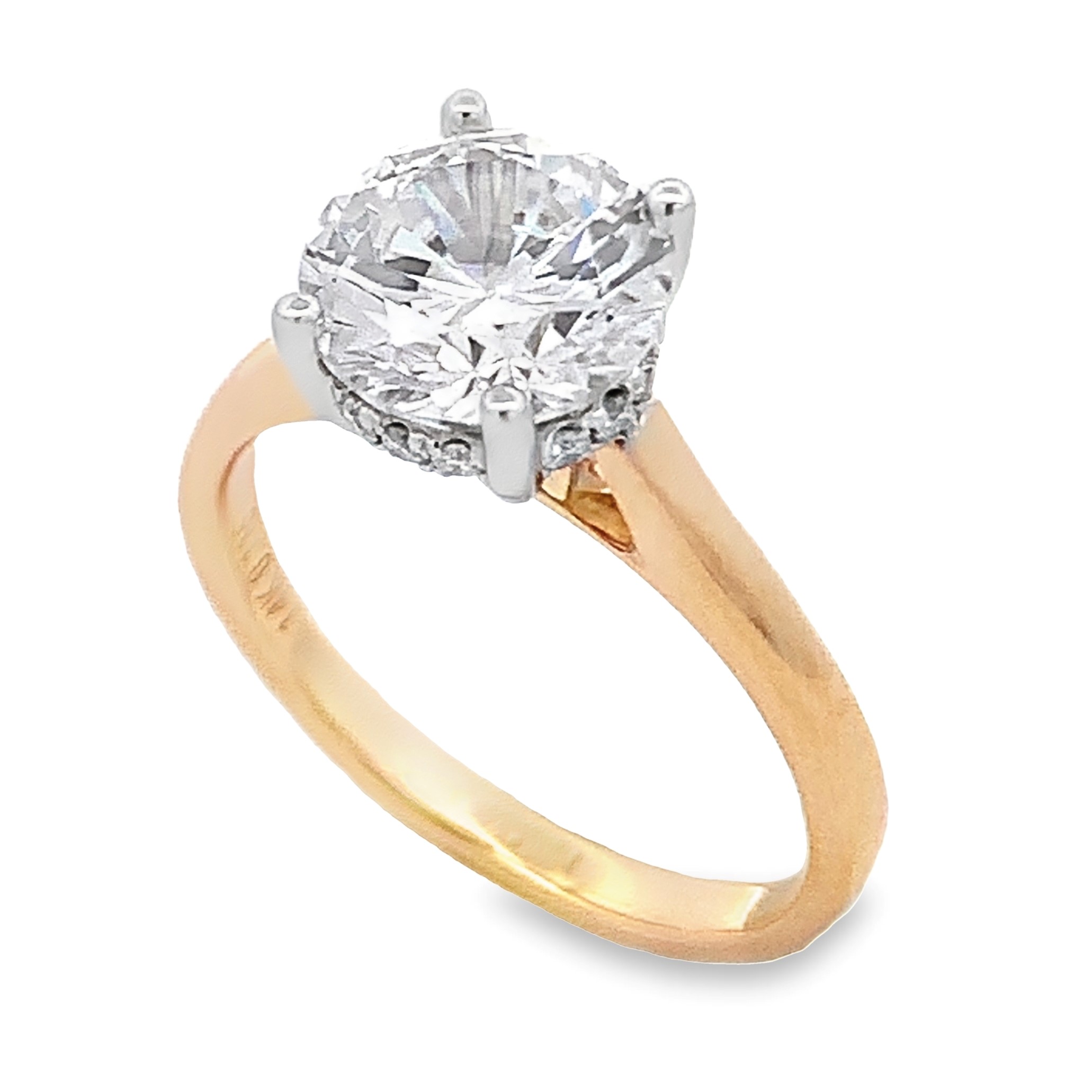 14K Two-Tone Hidden Halo Engagement Ring Setting