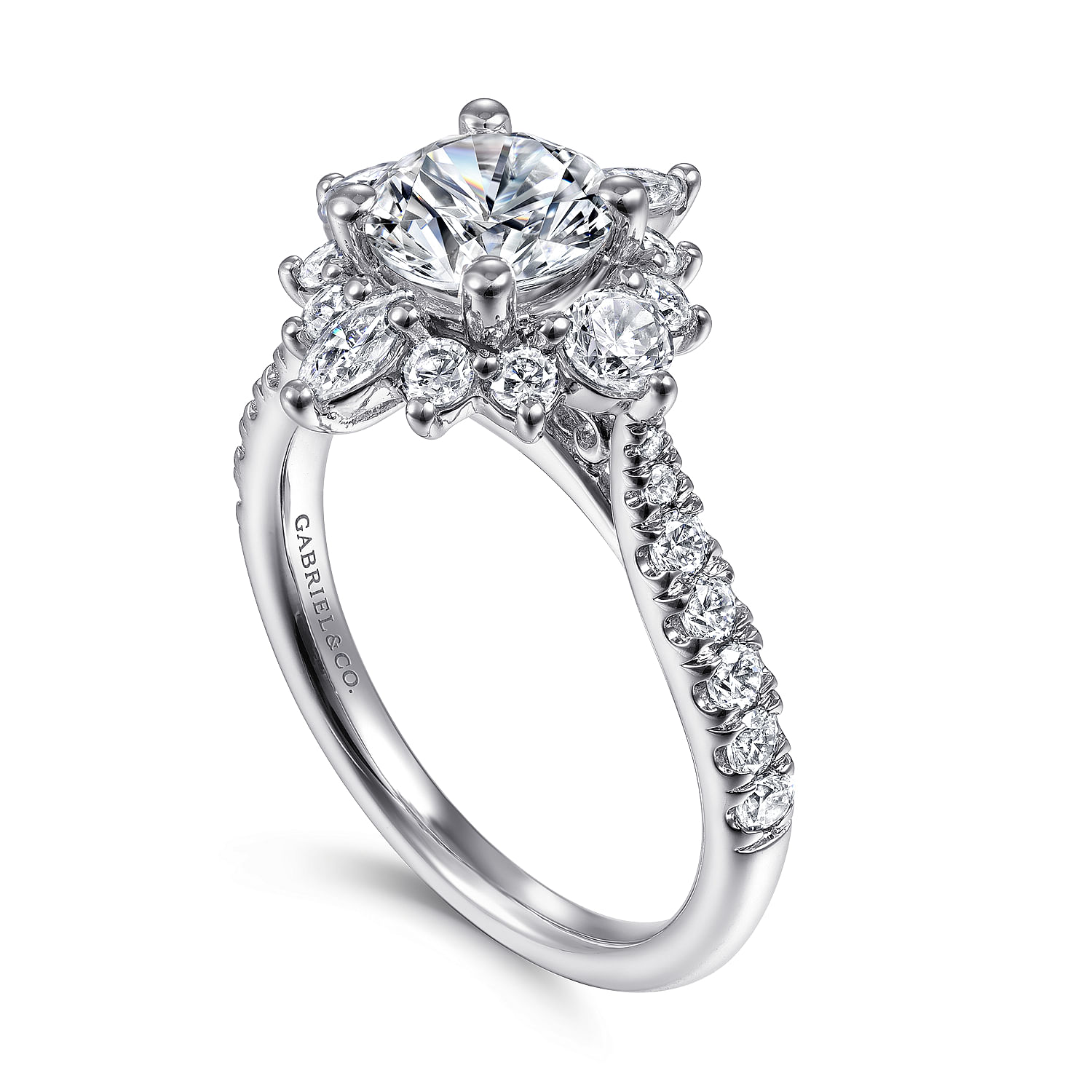 Gabriel & Co. 14K White Gold Starlight Halo Diamond Engagement Ring Setting