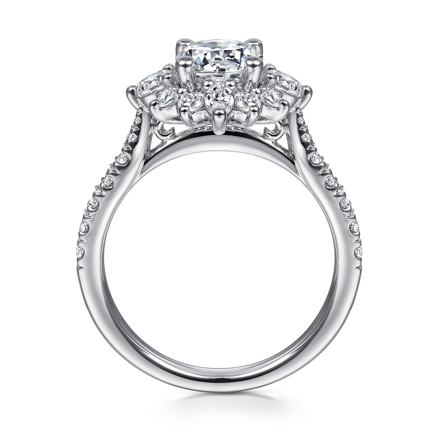 Gabriel & Co. 14K White Gold Starlight Halo Diamond Engagement Ring Setting