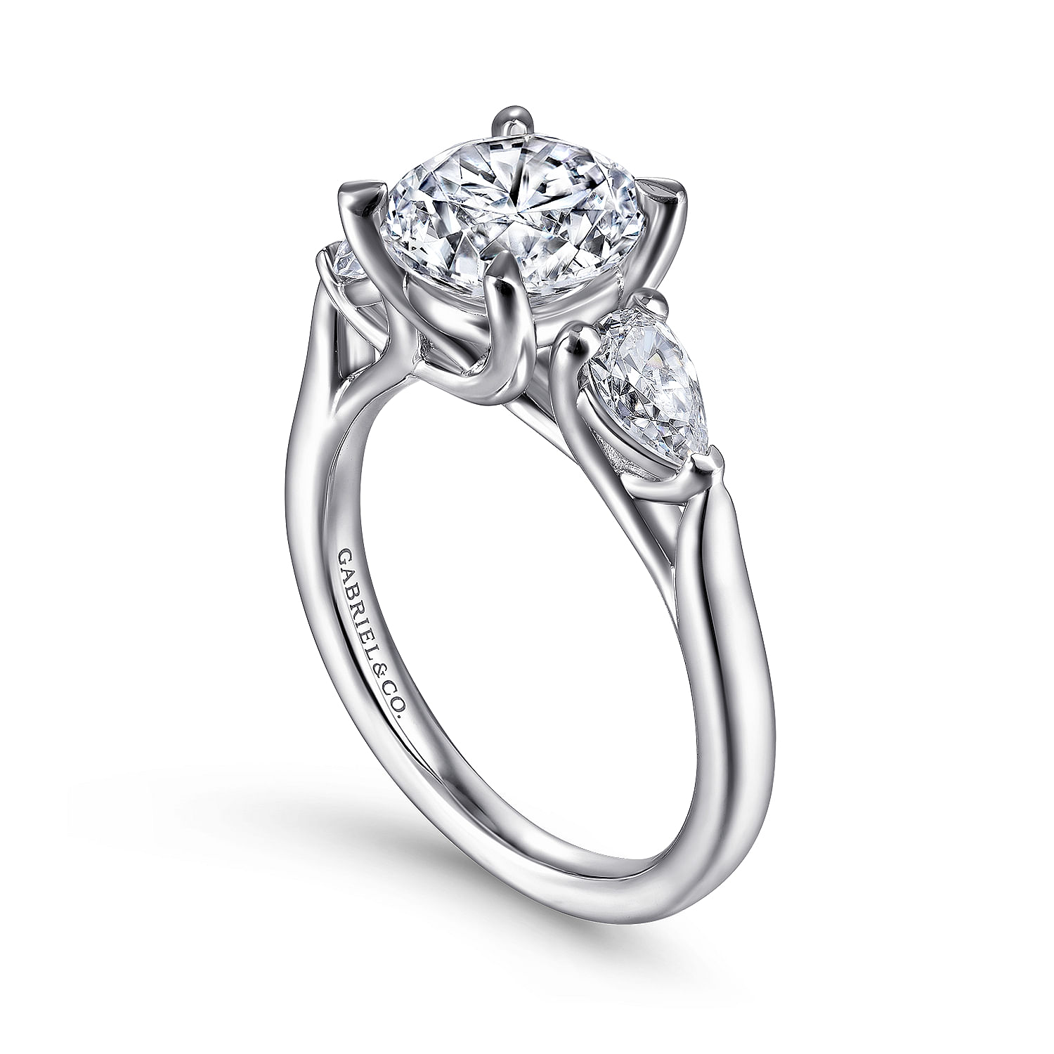 Gabriel & Co. 14K White Gold 3 Stone Engagement Ring Setting