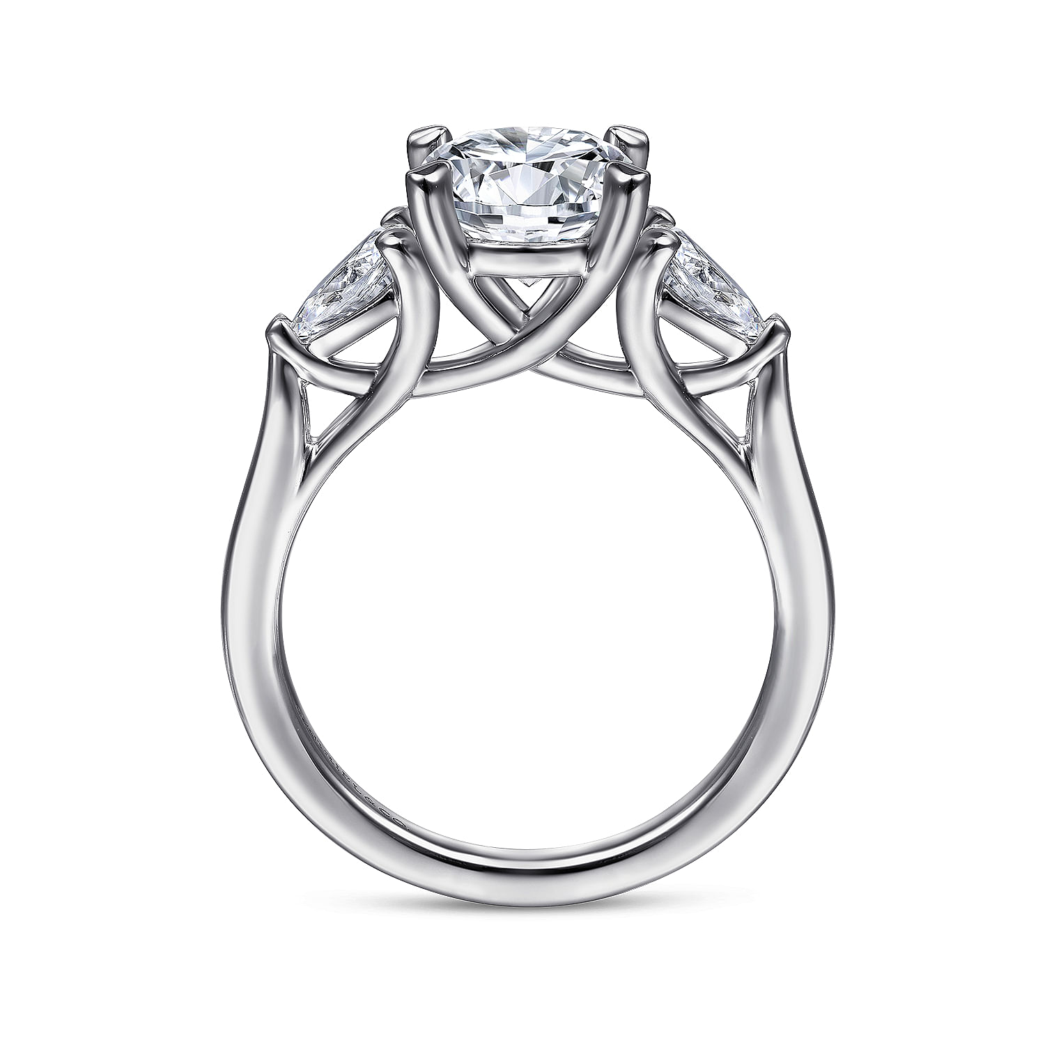 Gabriel & Co. 14K White Gold 3 Stone Engagement Ring Setting