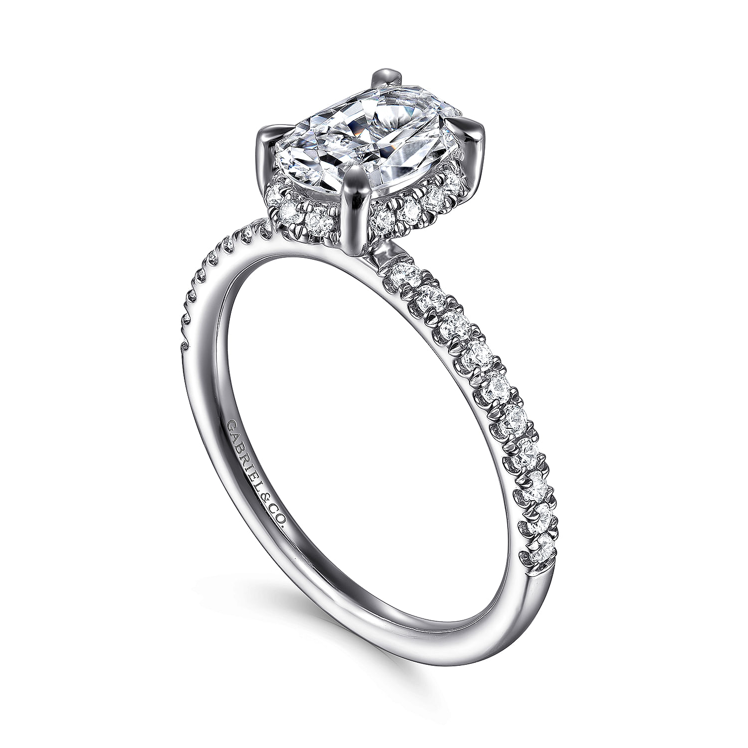 Gabriel & Co. 14K White Gold Diamond Shank Engagement Ring Setting