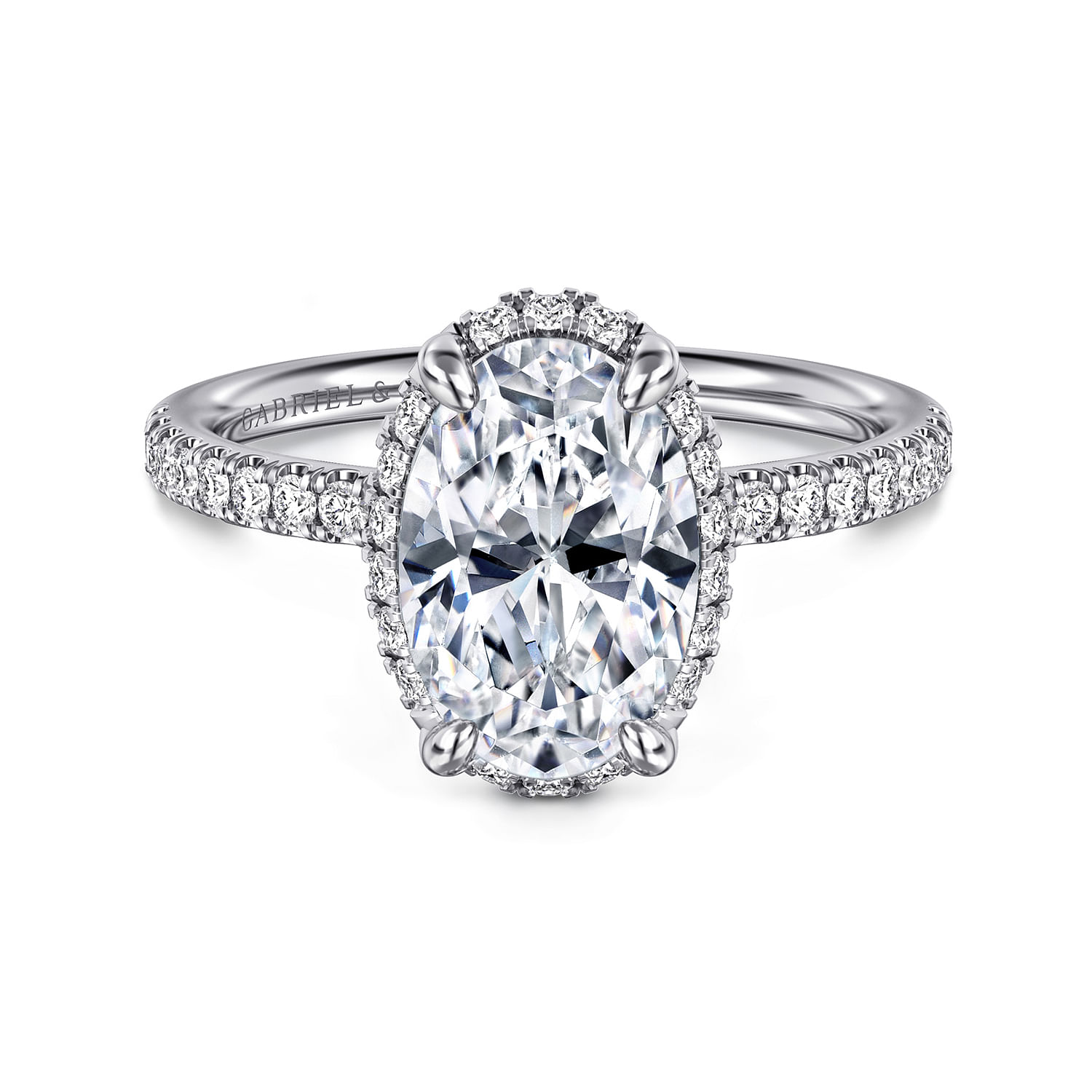 Gabriel & Co. 14K White Gold Diamond Shank Engagement Ring Setting