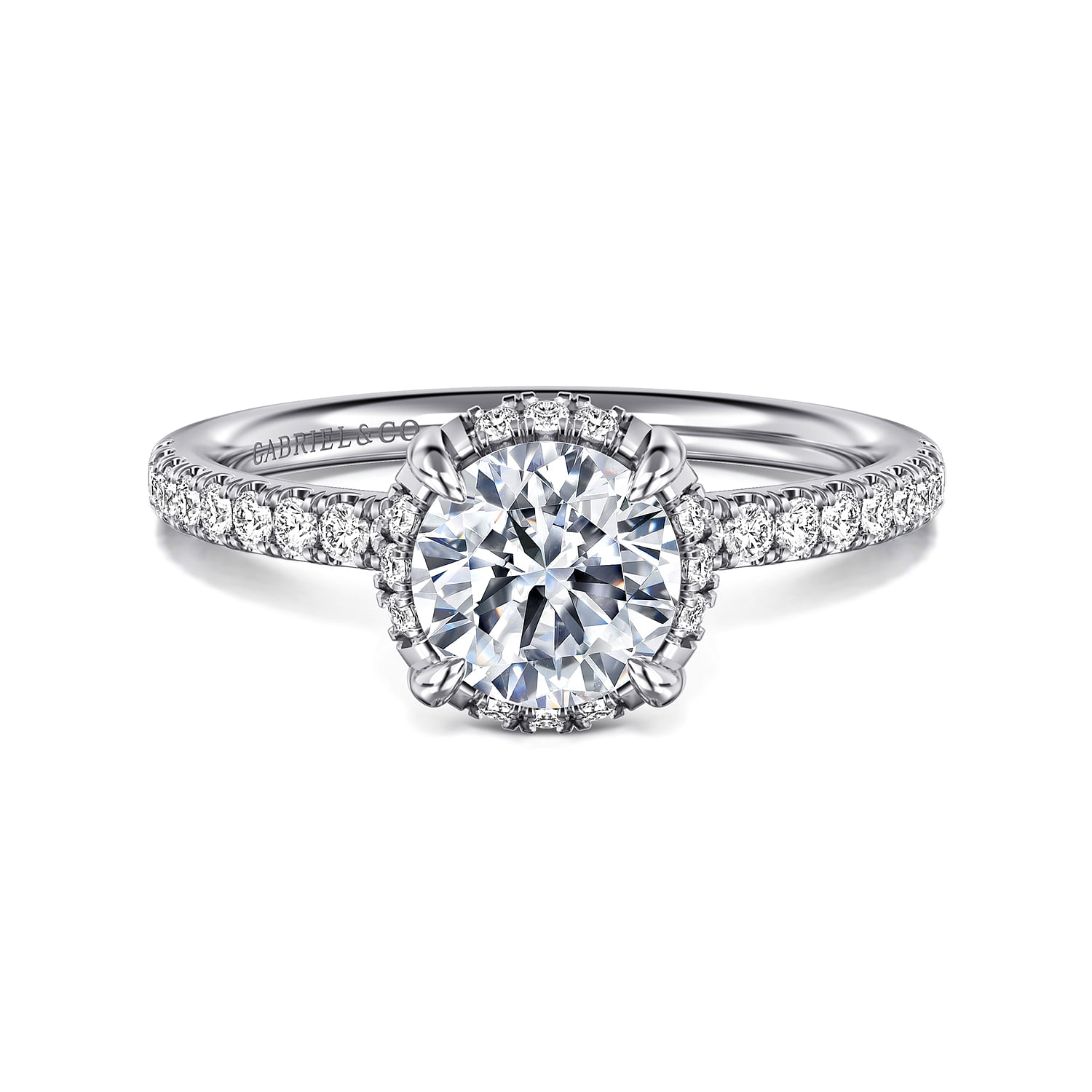 Gabriel & Co. 14K White Gold Diamond Shank Engagement Ring Setting