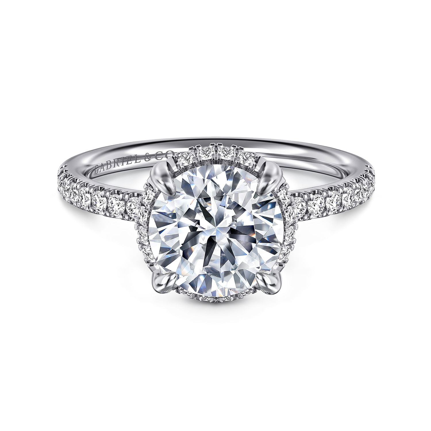 Gabriel & Co. 14K White Gold Diamond Shank Engagement Ring Setting