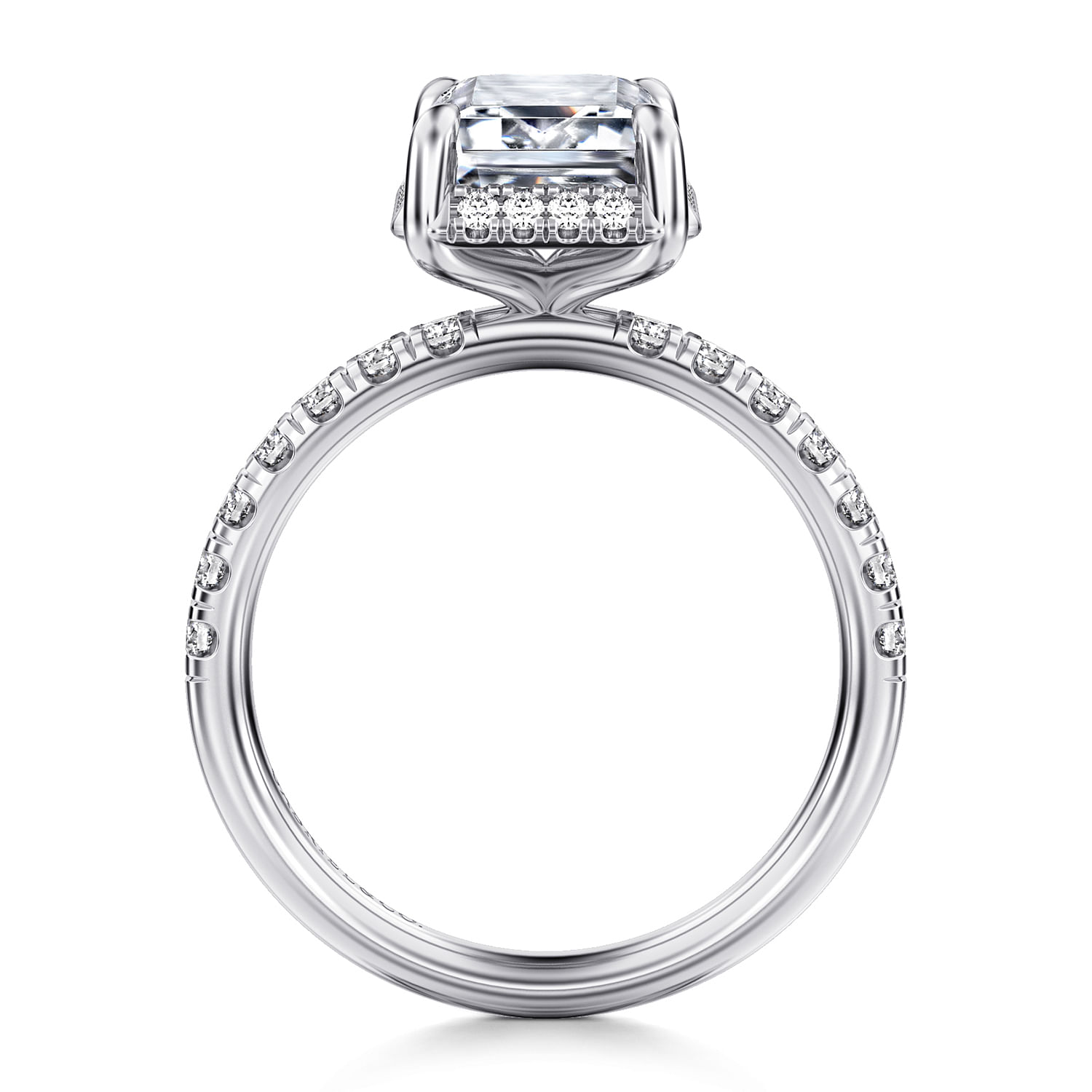 Gabriel & Co. 14K White Gold Diamond Shank Engagement Ring Setting