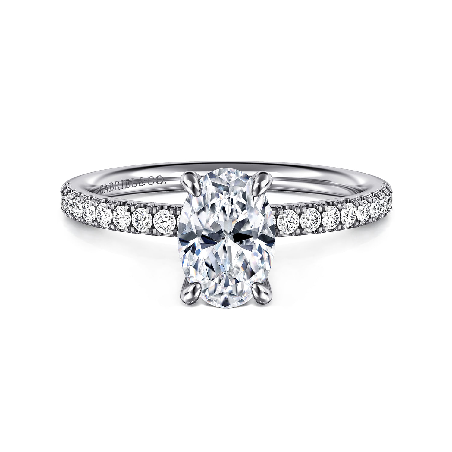 Gabriel & Co. 14K White Gold Diamond Shank Engagement Ring Setting