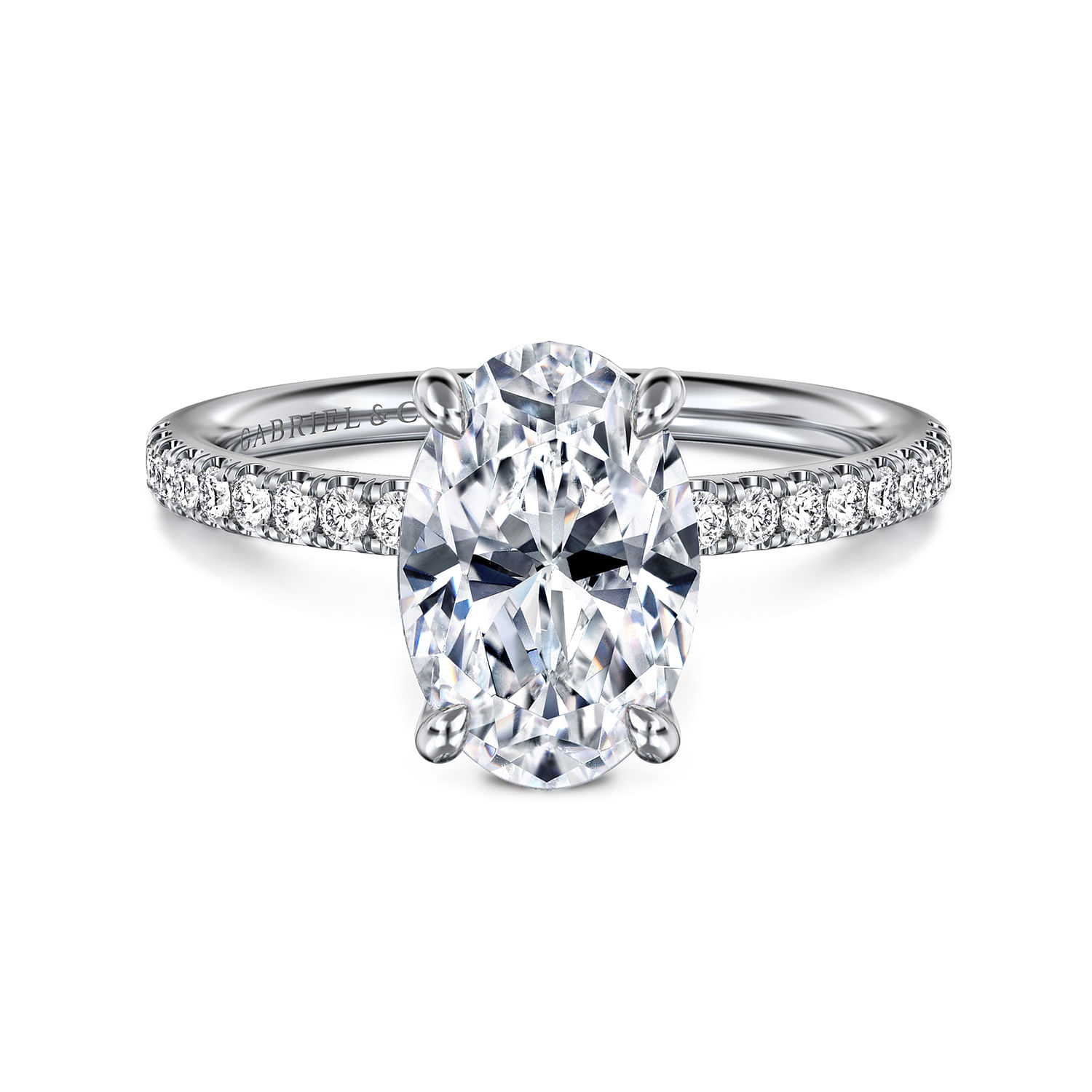 Gabriel & Co. 14K White Gold Diamond Shank Engagement Ring Setting