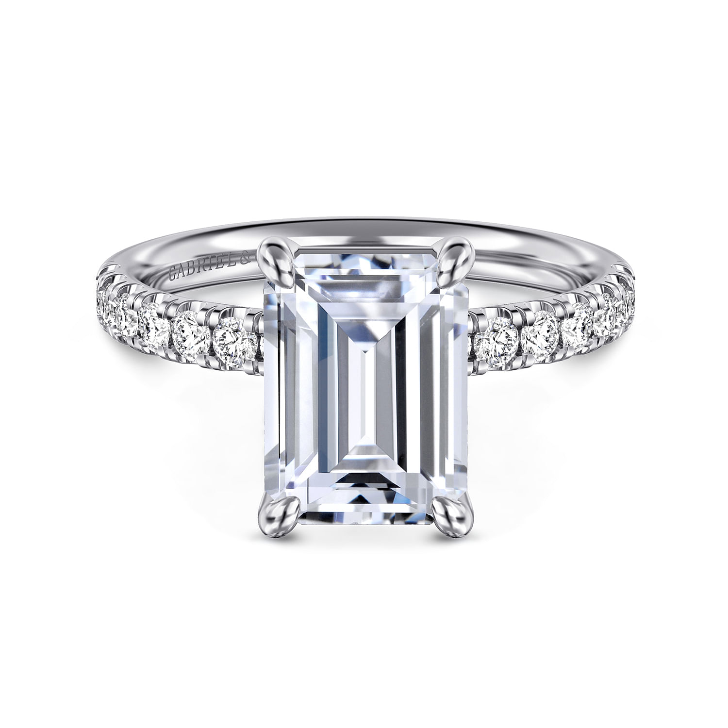 Gabriel & Co. 14K White Gold Diamond Shank Engagement Ring Setting