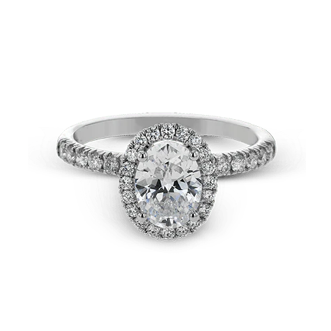 Simon G.18K White Gold Oval Halo Engagement Ring Setting