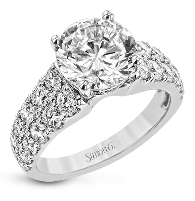 Simon G. 18K White Gold Diamond Semi-Mount Ring with 34 Round Diamonds 1.49ctw F-G VS