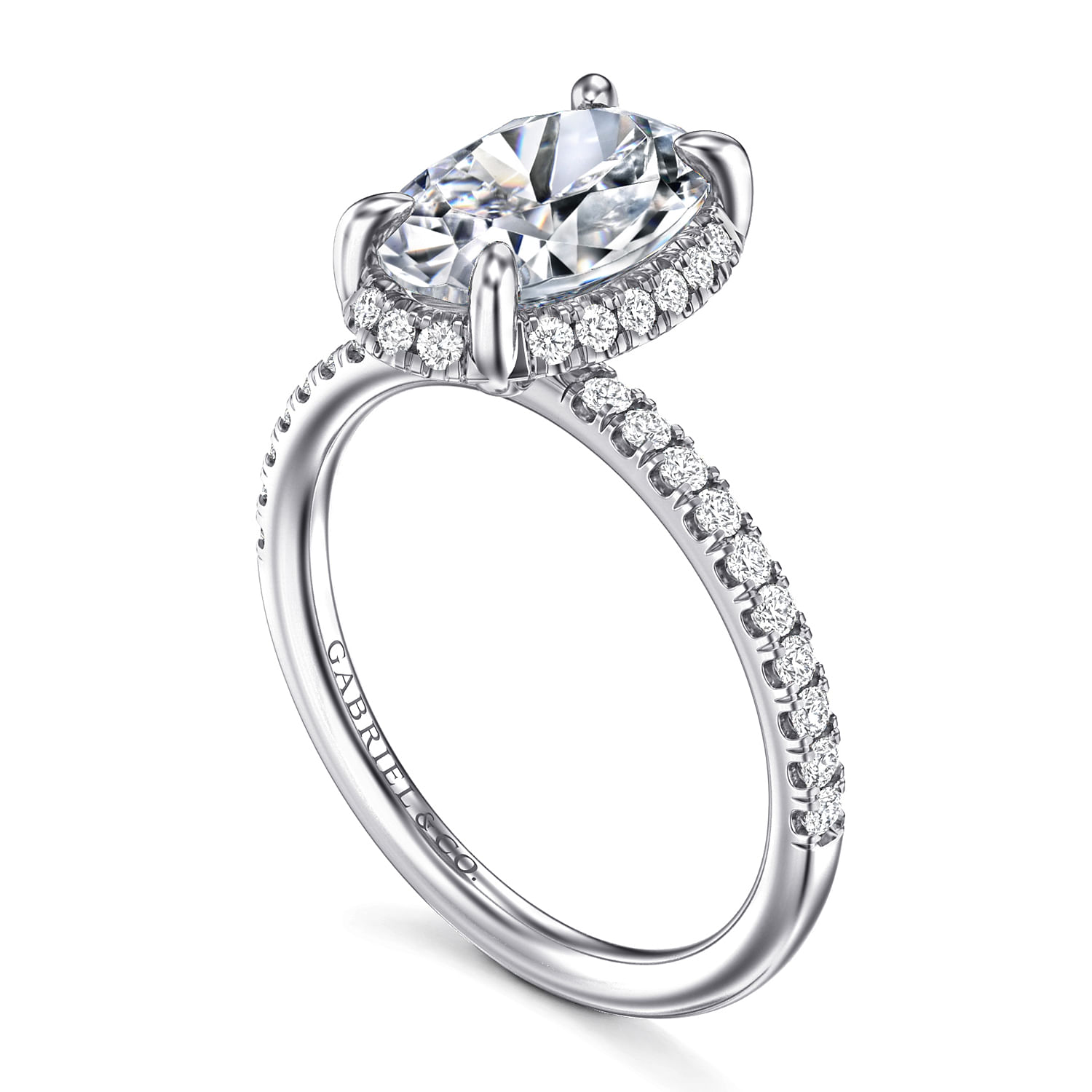 Gabriel & Co. 14K White Gold Diamond Oval Engagement Ring Setting