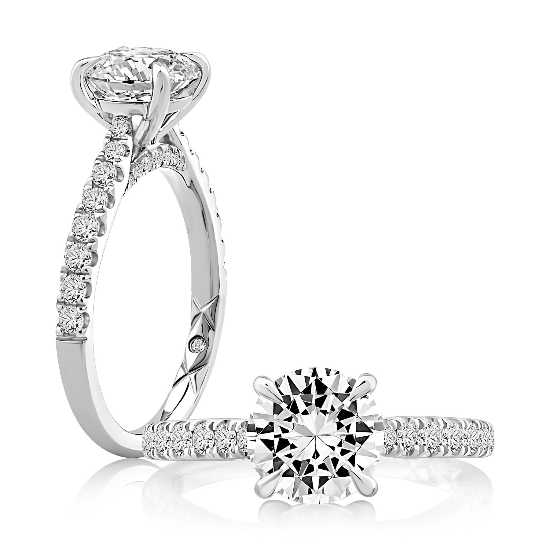 A. Jaffe Platinum Diamond Shank Engagement Ring Setting