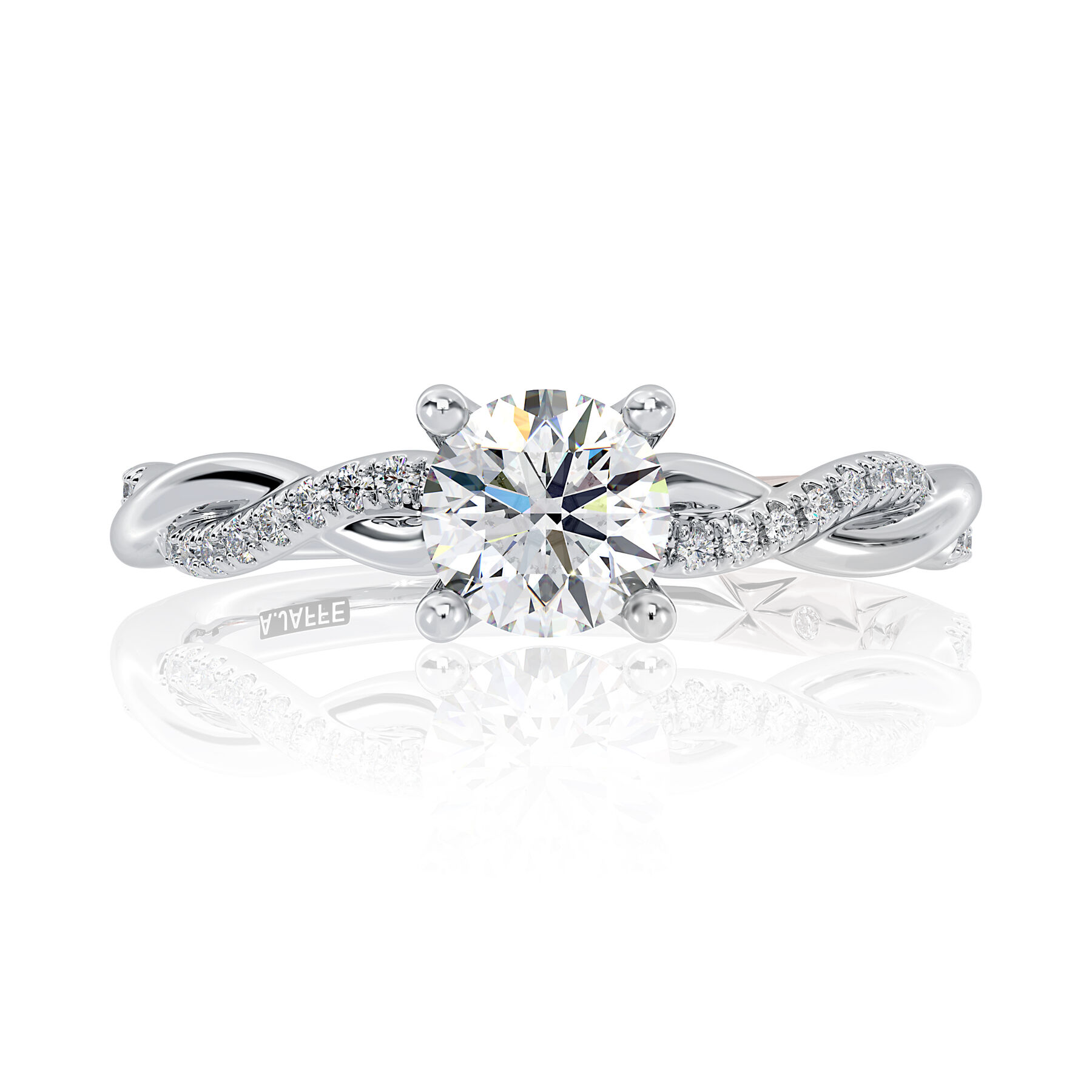 A. Jaffe Platinum Diamond Twist Shank Engagement Ring Setting