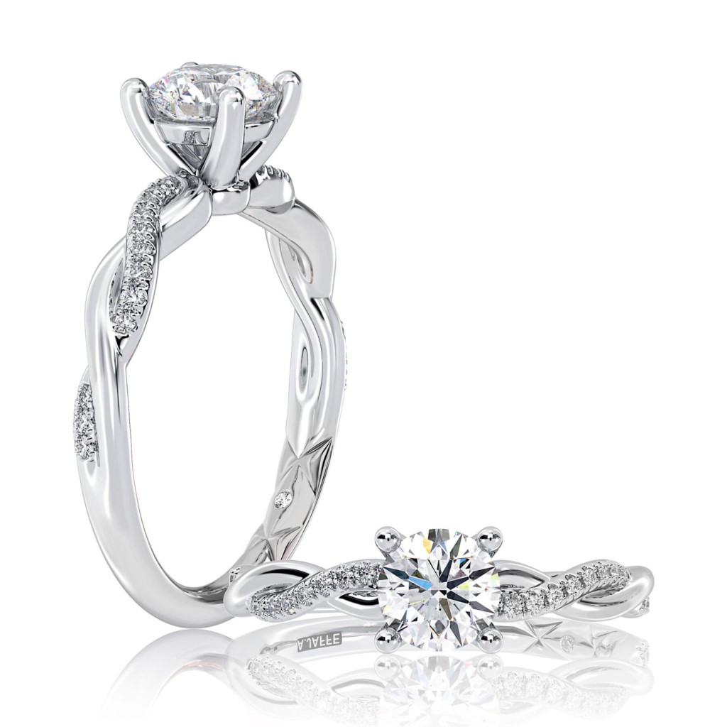 A. Jaffe Platinum Diamond Twist Shank Engagement Ring Setting