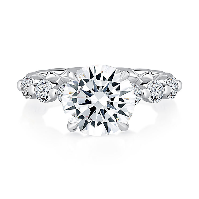 A. Jaffe Platinum Diamond Side-Stone Engagement Ring Setting