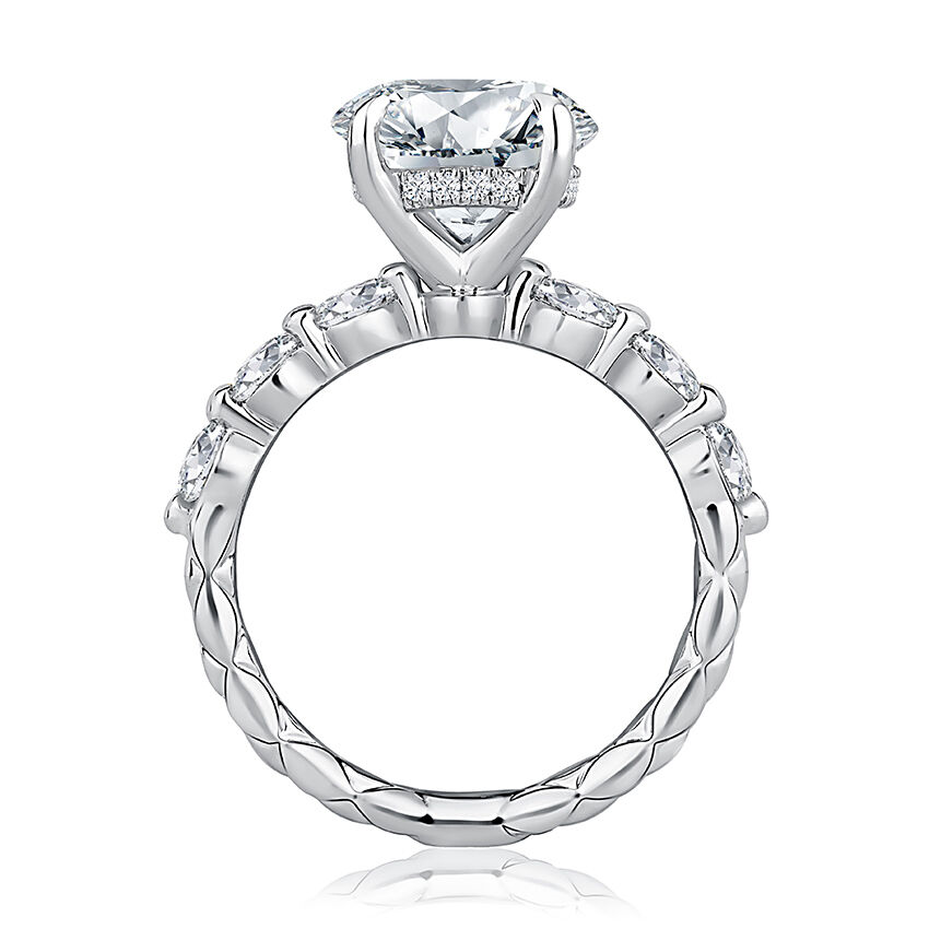 A. Jaffe Platinum Diamond Side-Stone Engagement Ring Setting