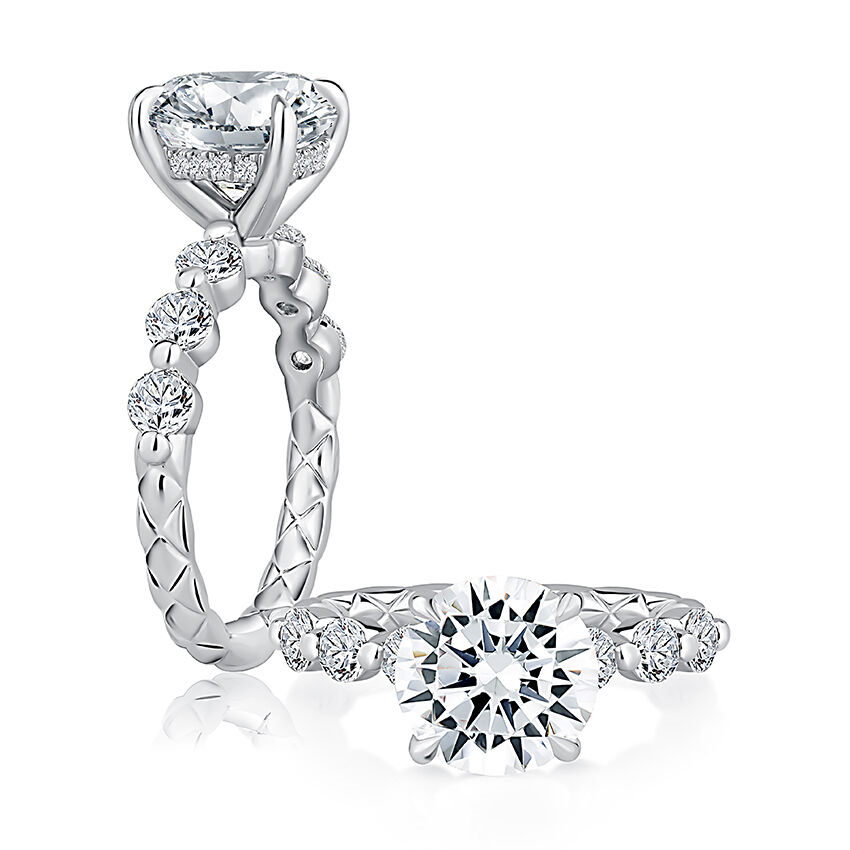 A. Jaffe Platinum Diamond Side-Stone Engagement Ring Setting