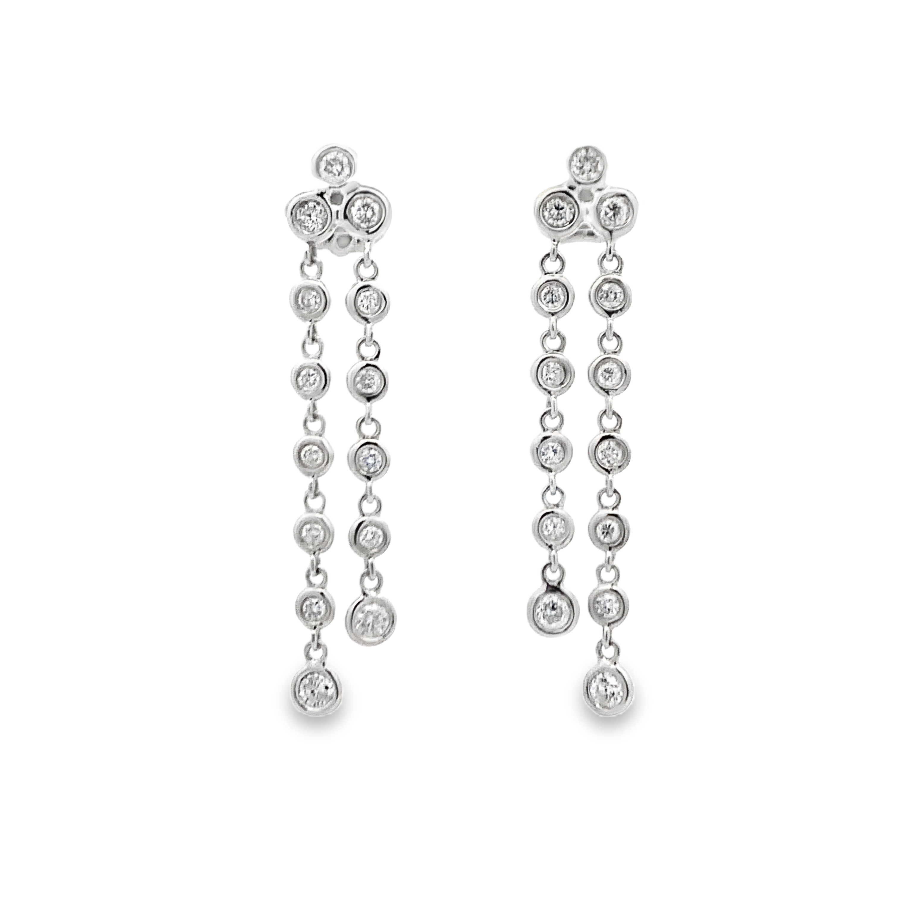 18K White Gold Diamond Dangle Earrings