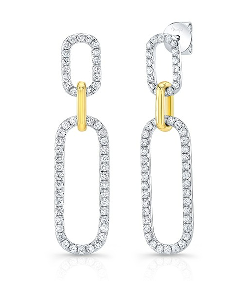 18K Two-Tone Diamond Chain Earrings