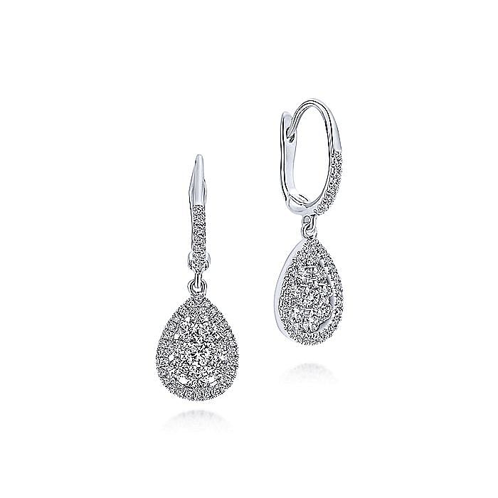 Gabriel & Co. 14K White Gold Cluster Diamond Drop Earrings