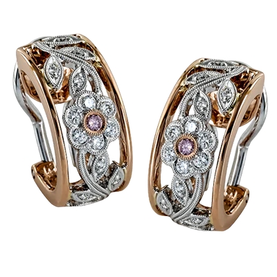 Simon G 18K Rose Gold Floral Diamond Earrings