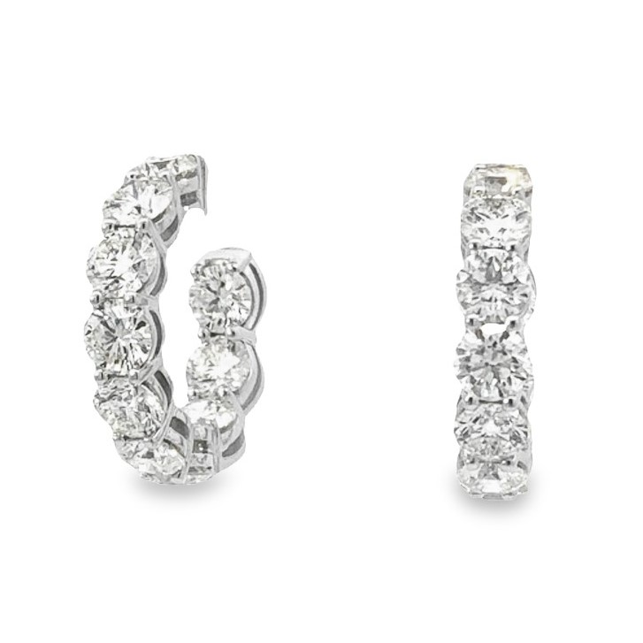 Norman Silverman 18K White Gold Diamond Hoops