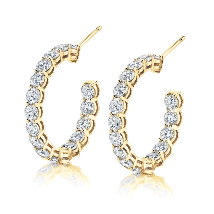 Norman Silverman 18K Yellow Gold Diamond Hoops