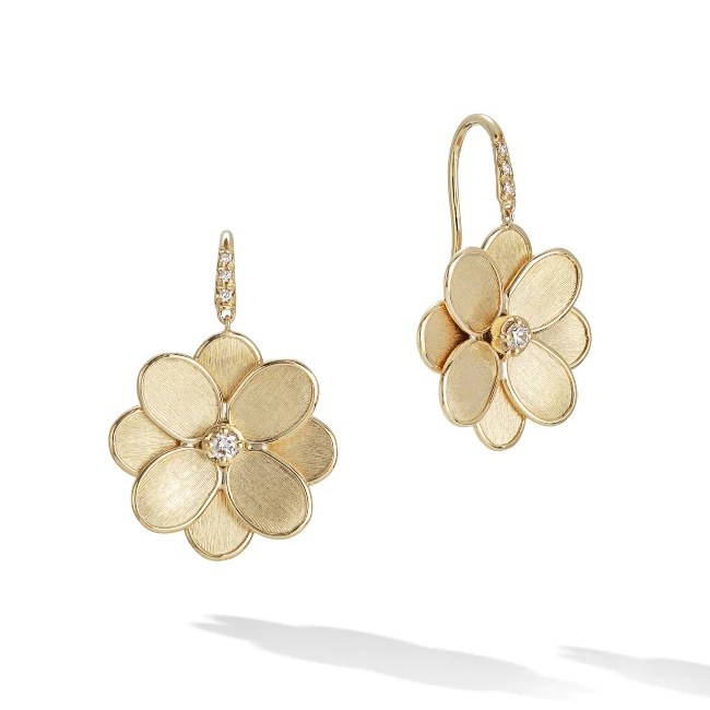 Marco Bicego 18K Yellow Gold Petali Diamond Flower Earrings