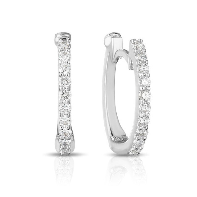 Roberto Coin 18K White Gold Pave Diamond Huggies