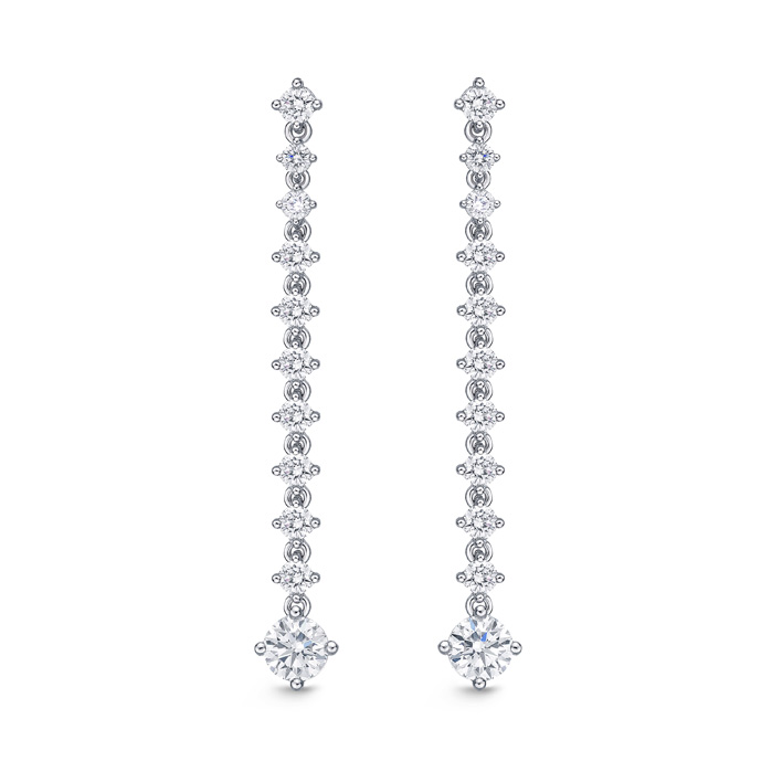 Memoire 18K White Gold Diamond Drop Earrings