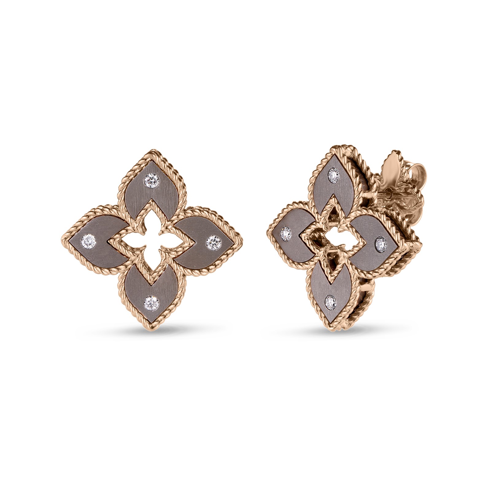 Roberto Coin 18K Rose Gold Venetian Princess Titanium Flower Studs