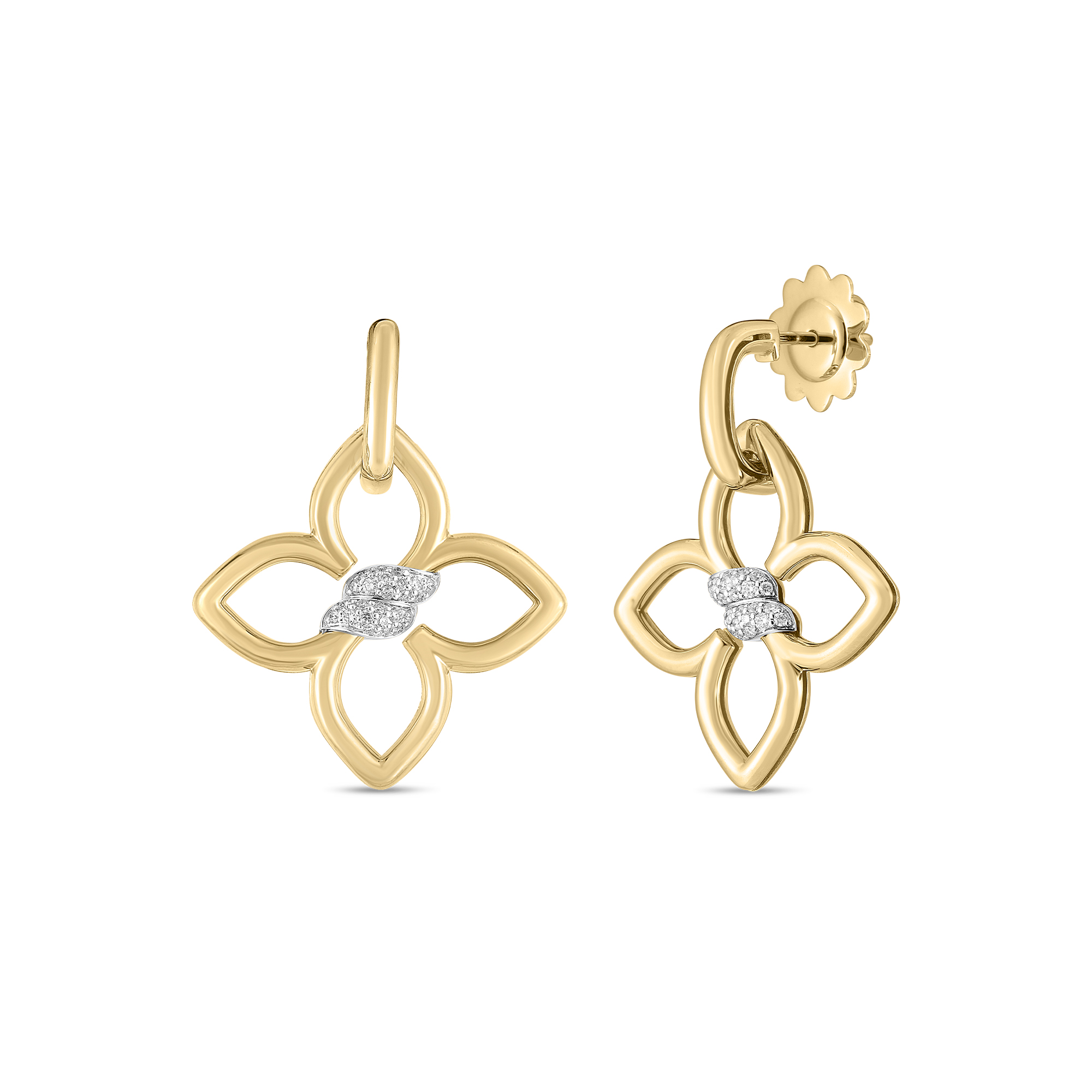 Roberto Coin 18K Two-Tone Cialoma Diamond Flower Earrings