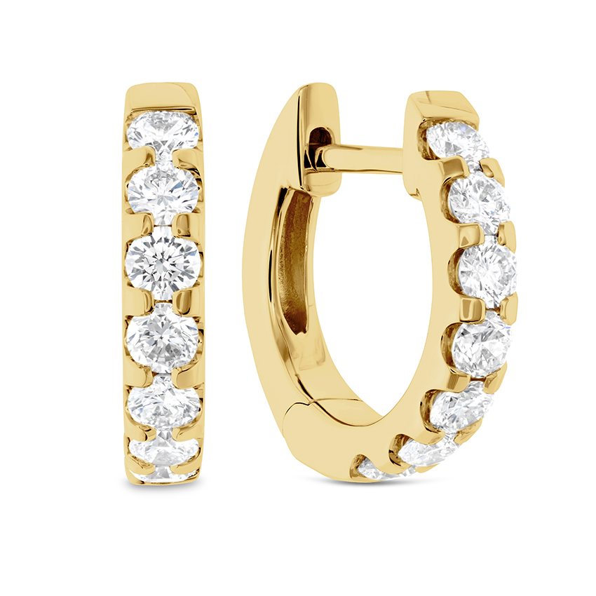 Memoire 18K Yellow Gold Diamond Huggies